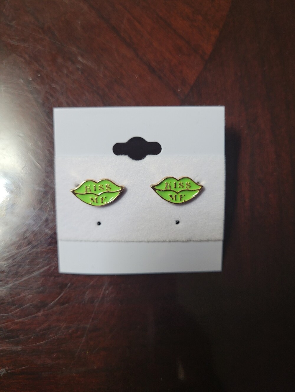 Lucky Green "Kiss Me" Lip Earrings